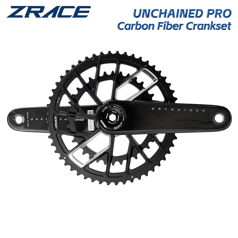 

ZRACE UNCHAINED PRO Carbon Fiber Crankset, Super Light,, Race Grade, Road Crankset, DUB, 165 / 170, Hollow keel