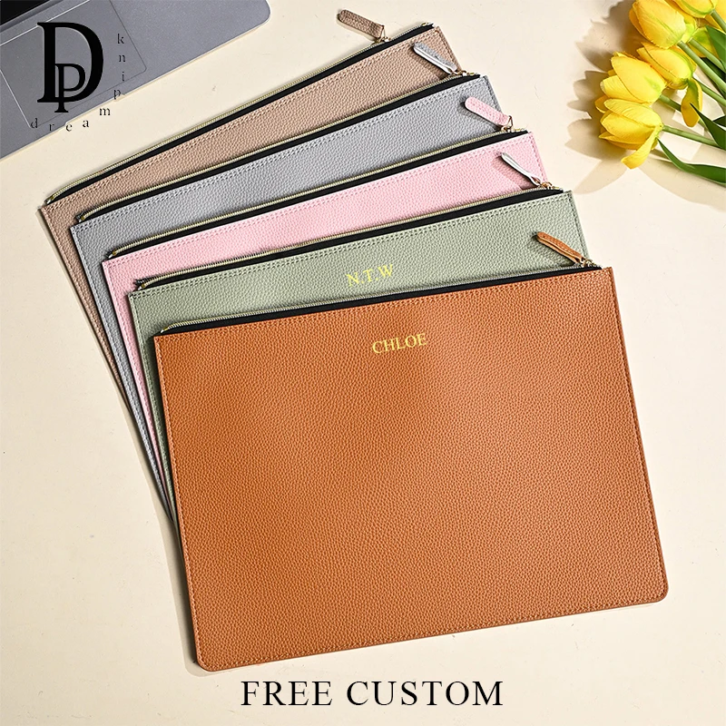 luxury Business Zipper Document Bag Custom Letters Fashion Casual Large Capacity Laptop Bag A4 Student File Folder Storage Bags