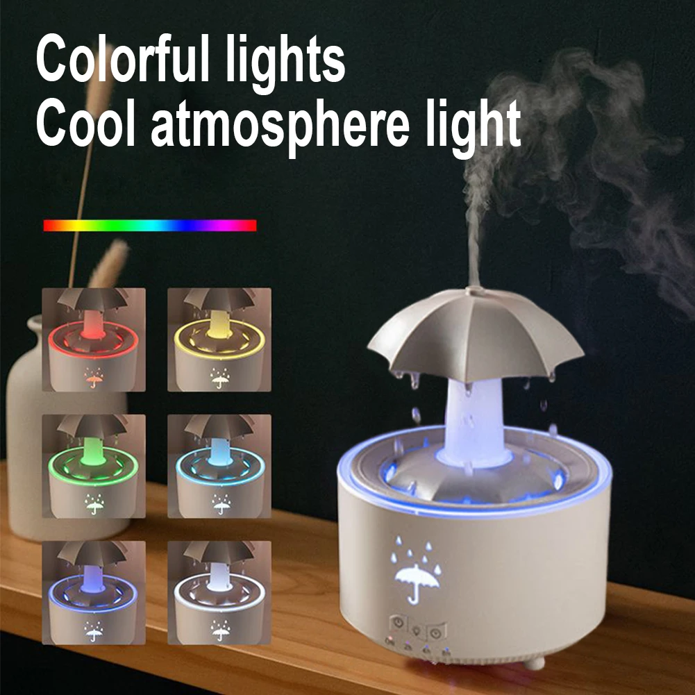 Diffuseur d'huiles essentielles parapluie rotatif avec veilleuse à 7 LED, diffuseur d'aromathérapie, arrêt automatique pour le bureau à domicile