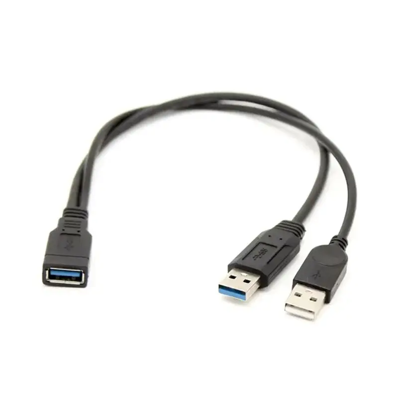 USB 3.0 1*Female-2*Male Portable Hard Drive CarPlay Computer Male to Female Extension Line USB Dual Head Auxiliary Power Supply