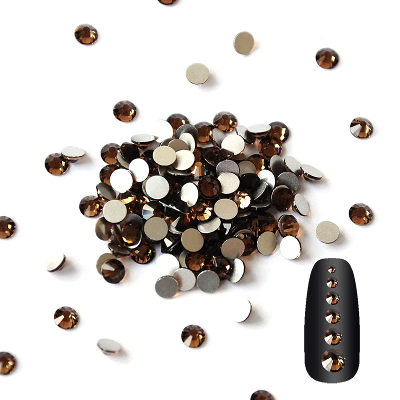 

Bling Strass Mix Size Non Hotfix Rhinestones Flatback Smoked Topaz Nail Art Rhinestones for DIY Garment Decoration