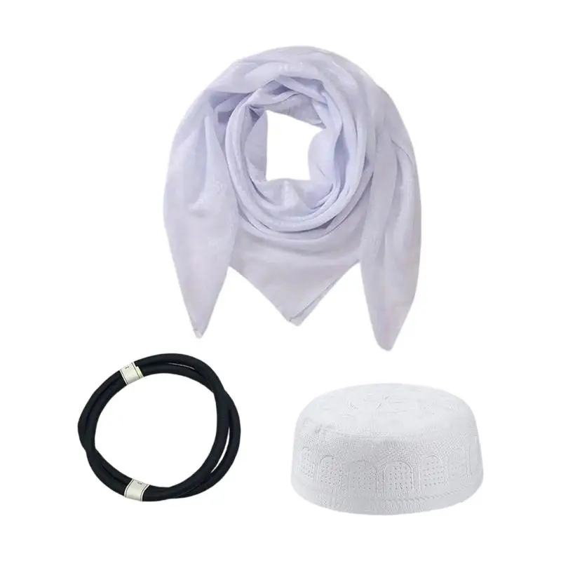 A52E Lightweight Arabic Scarf Set Igal Polyester Material Foldable For Desert Adventures And Theme Parties