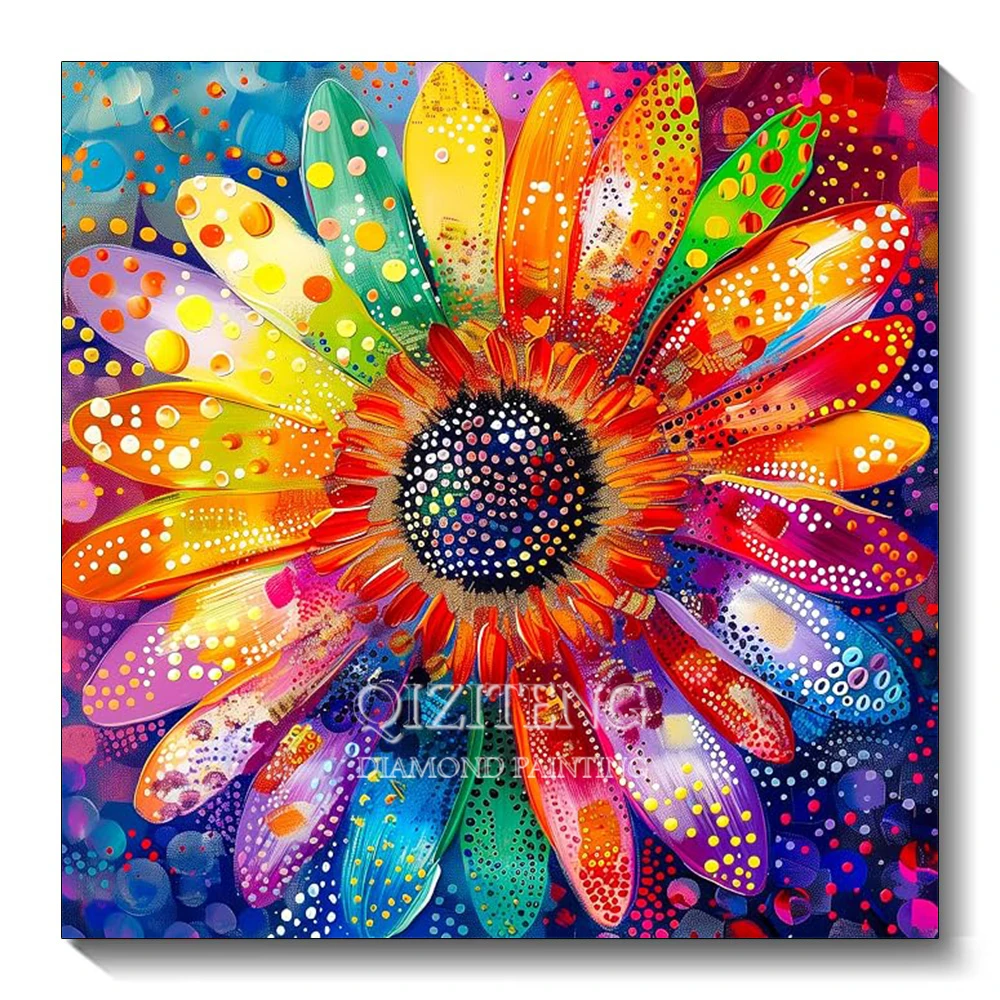 Rainbow Gerbera Flower Diamond Painting Colorful Abstract Daisy Square/Round Drill Mosaic Cross Stitch Kits for Home Decor Gift