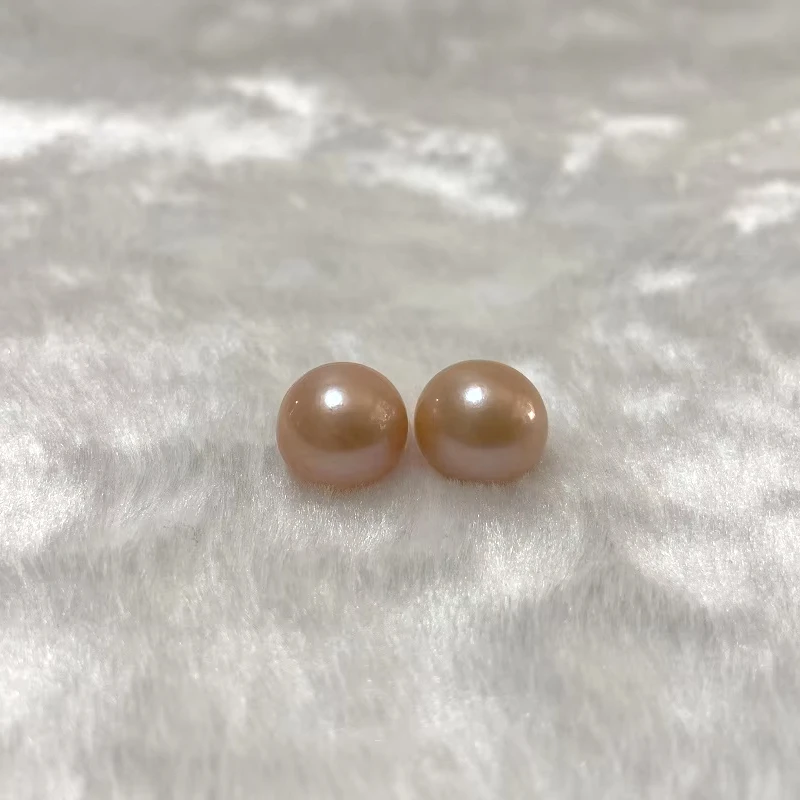 

13-14mm Natural Golden Pink Nearly Round Loose Pearls, No Hole, Perfect for DIY Jewelry, Pendant, Earrings, Ring