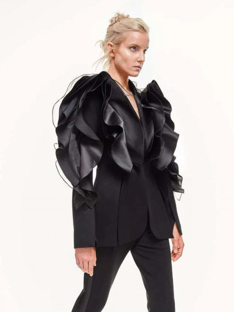 ZOCI Niche Design سترات نسائية ثلاثية الأبعاد مُزينة بقطع القماش سترات غير منتظمة معاطف ضيقة للمعاطف النسائية 2025 ربيع جديد FC1354 #2