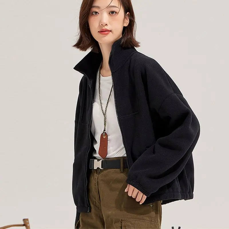 Lambfleece Jackets, Women's Fleece Fleece Sweatshirts, Casual Sports Tops, Warm Fleece Cardigans