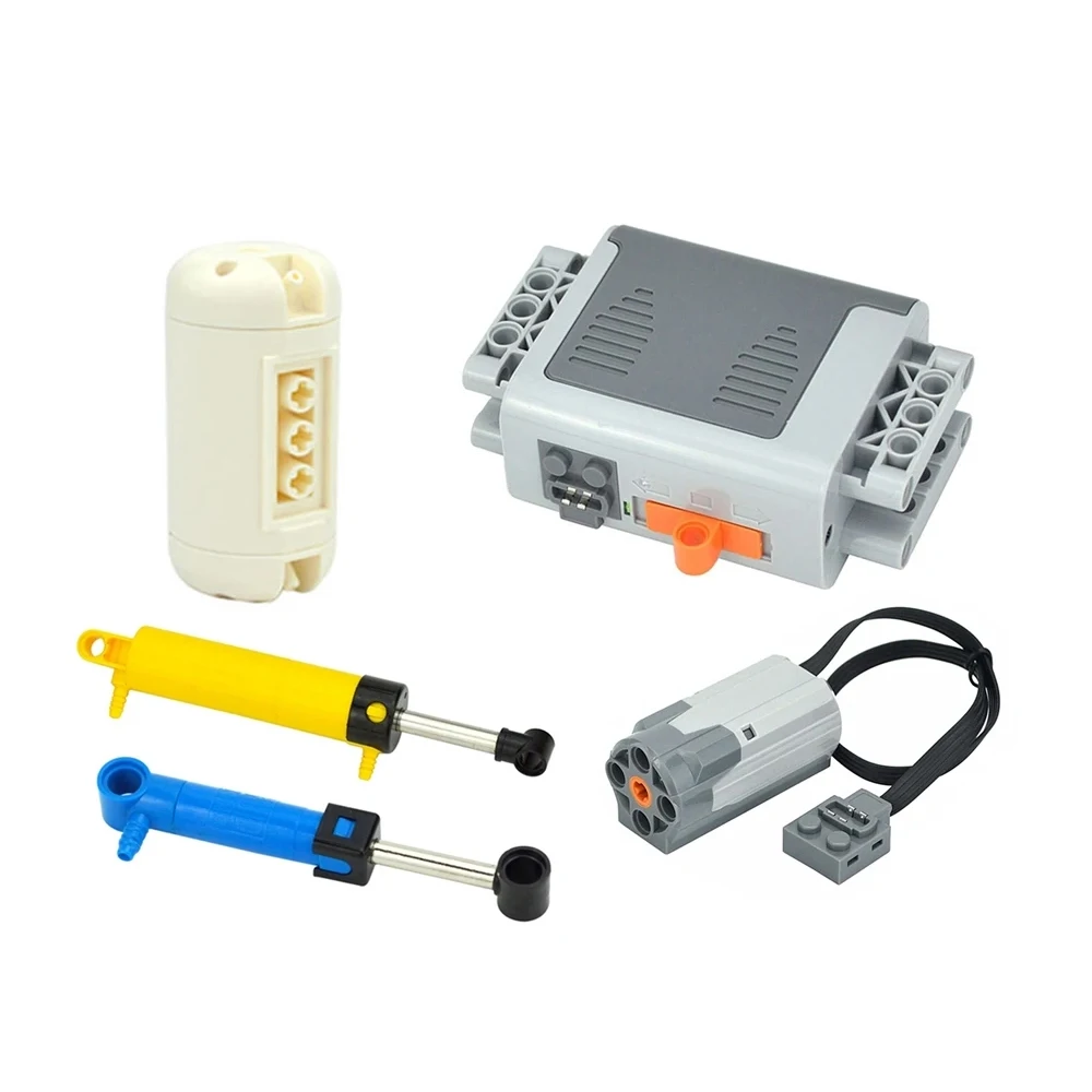 Technical Pneumatics Part Set MOC Automatic Motorized Compressor Building Blocks Model with M Motor Airtank Push Rod Battery Box