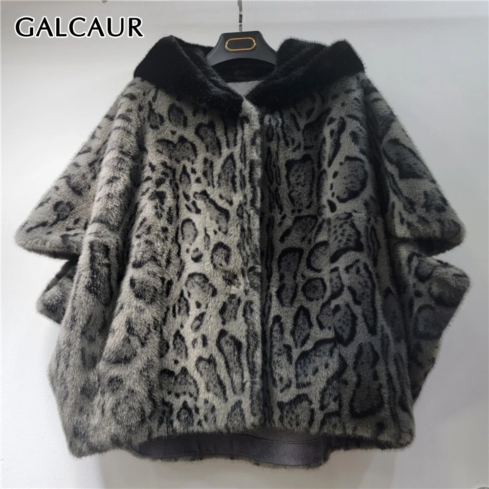 

GALCAUR Solid Spliced Fur Chic Jacket Female Hooded Batwing Sleeve Loose Irregular Design Women's Jackets Autumn Style Fashion