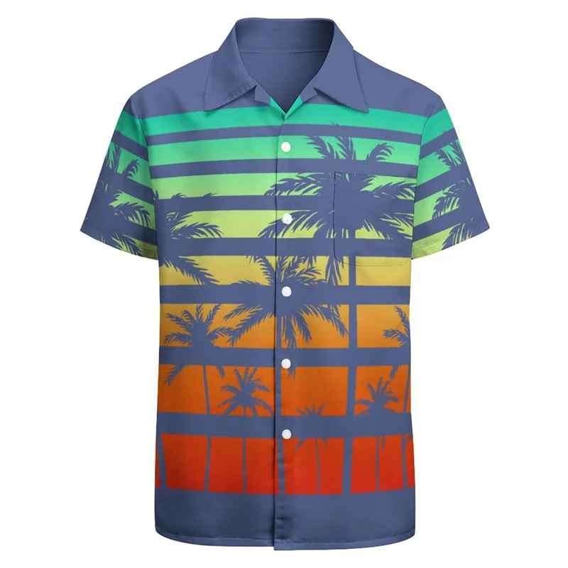 Classic 3d Print Palm Ducks Hawaiian Shirt For Men Retro Party Vacation Shirt Short Sleeve Button Up Shirt Street Beach Clothing