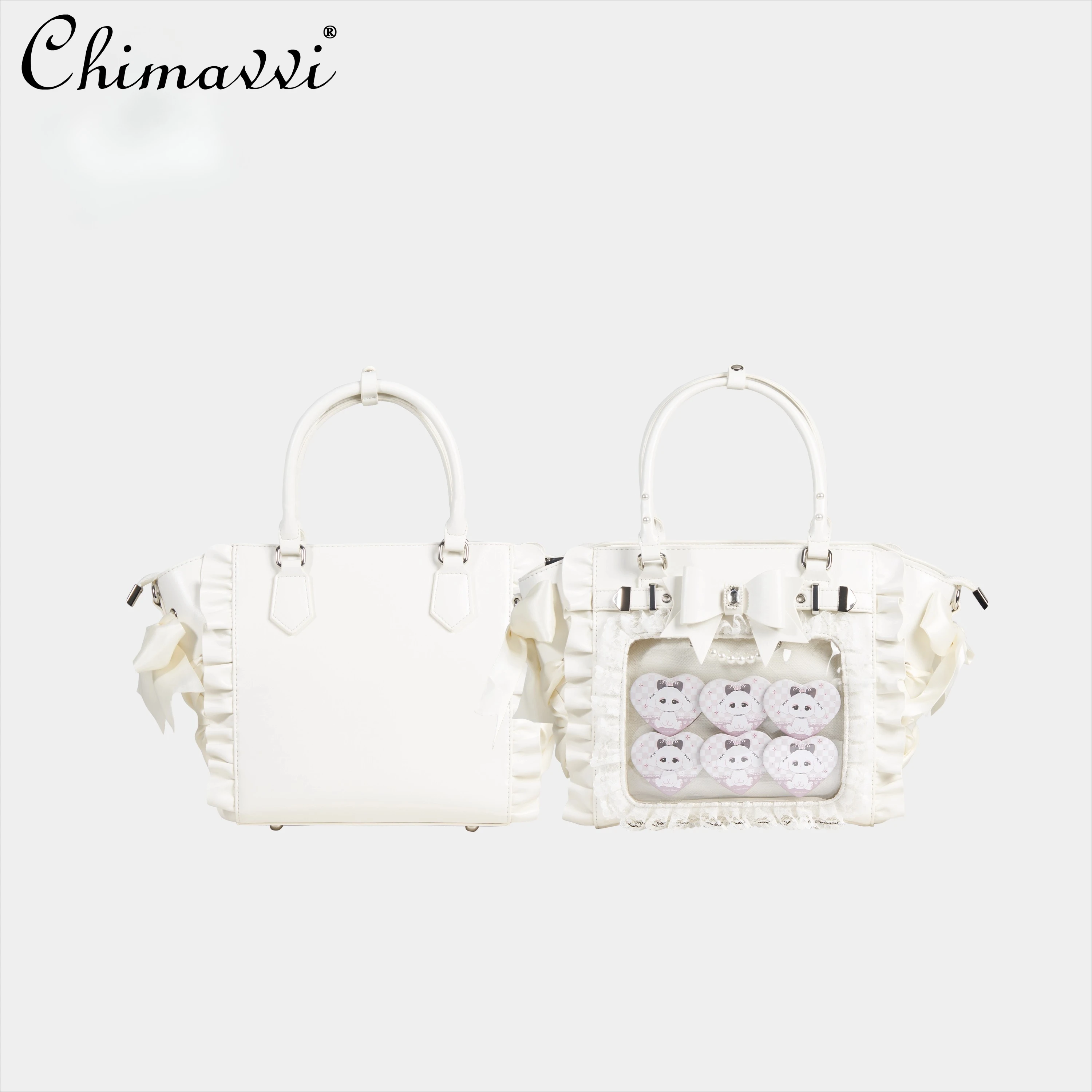 

Original Japanese New Lace Trim Pain Bag Sweet Girls Women's Pleated Ribbon Bow Totes Handbag Y2k Portable Shoulder Bags