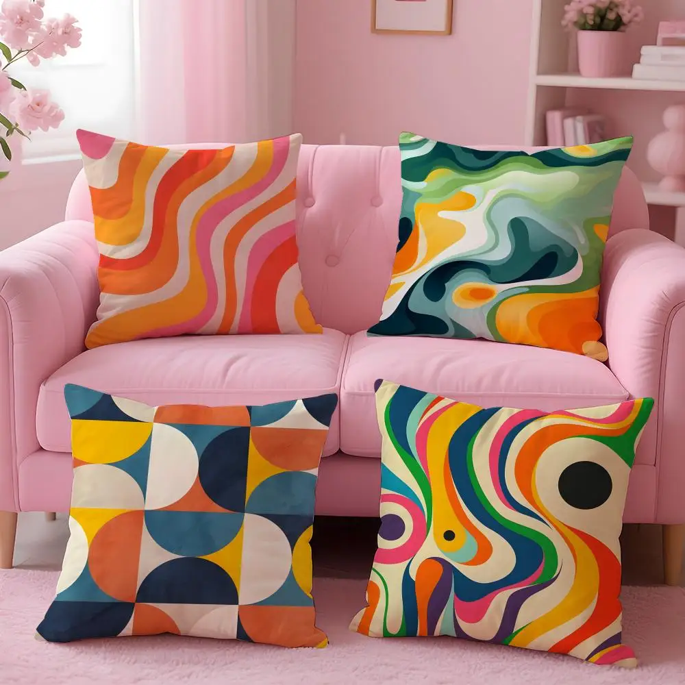 Abstract Geometric Pattern Cushion Cover Pillow Case Soft Skin Friendly Fabric & Concealed Zipper