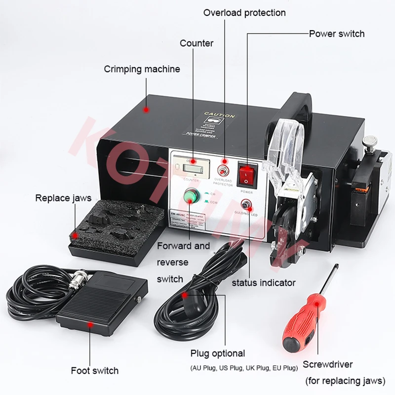 New Type Terminal Crimping Machine EM6B2 Wire Stripping Cutting Function Electric Crimper Pliers Tools with Exchangeable Die Set