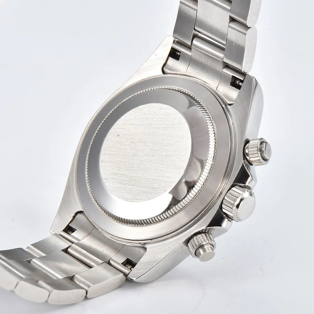 Orologio da uomo in argento da 39 mm Movimento VK63 cronografo al quarzo Vetro zaffiro Quadrante arabo Orologio da uomo di lusso con logo personalizzabile