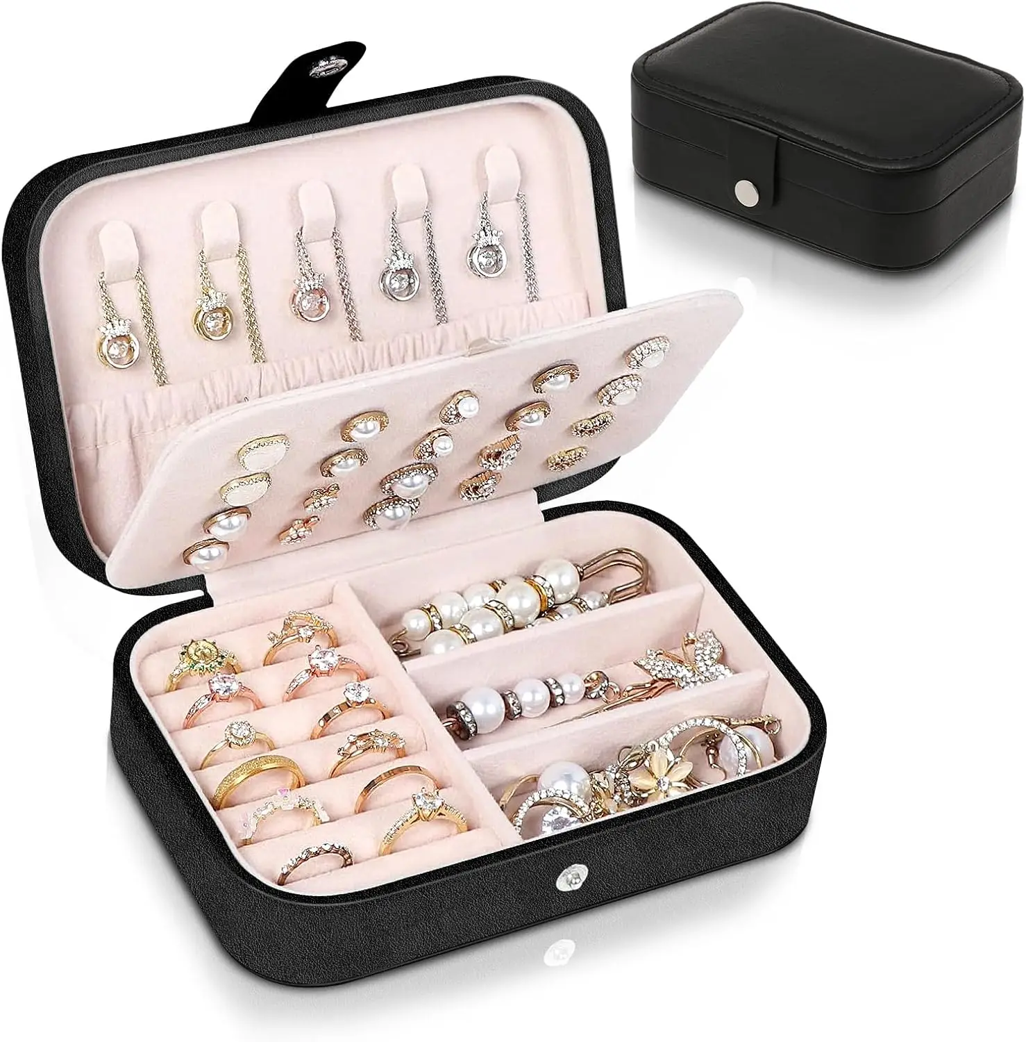Caja Joyero Organizador | Organizador de Joyas de Doble Capa, Alajeros de Joyería de Cuero para Mujer, Alajeros de Joyería para Viaje