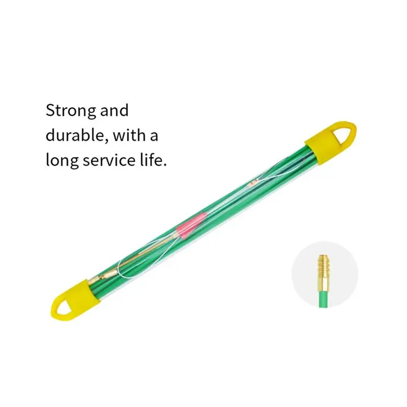 A68P-Fiberglass Fish Tape Cable Rods, Electrical Wire Running Pull/Push Kit With Hook And Hole Kit Glow Rod, Hook Hole