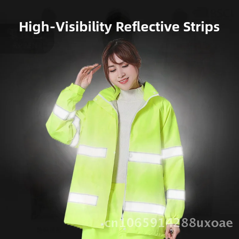Waterproof Split Raincoat Full Body Anti-Rain Storm Reflective Riding Rain Suit for Motorcycle Electric Car - Sizes L-5XL