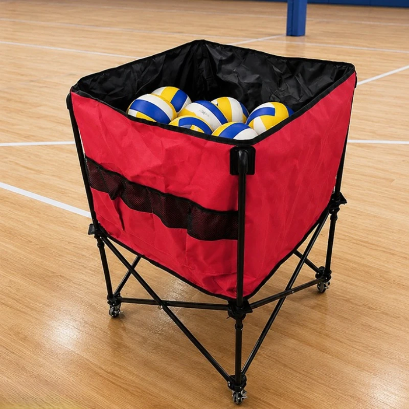 Foldable Volleyball Storage Cart Large Capacity Volleyball Coach Car Movable Outdoors Volleyballs Cars Portable Sports Accessory