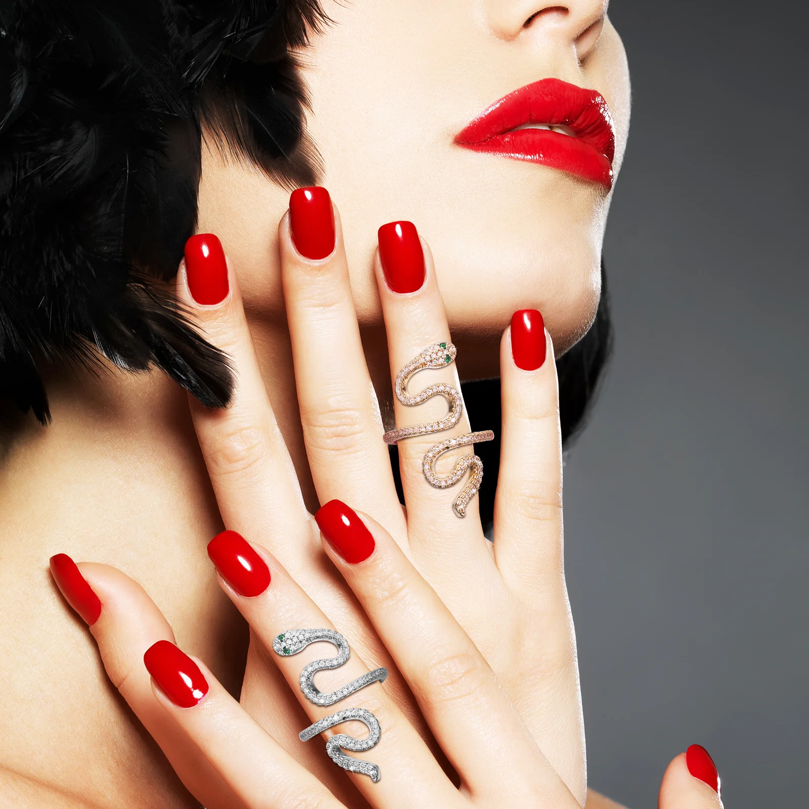 

2 pcs Snake Ring Adjustable Gothic Jewelry For Women Men Halloween Decorative Finger Accessories Retro Snake Shaped Rings Set