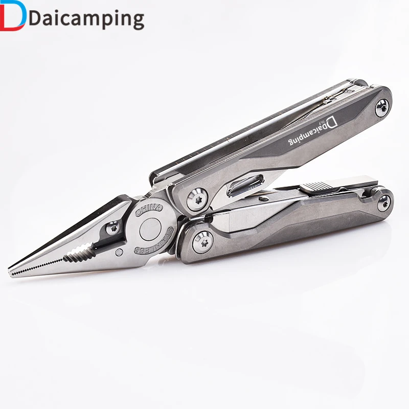 Daicamping DL7 Titanium Alloy Handle Housework Car Bike Repair Tools Kit EDC Folding Knife Multitools Plier Hunting Swiss Knife