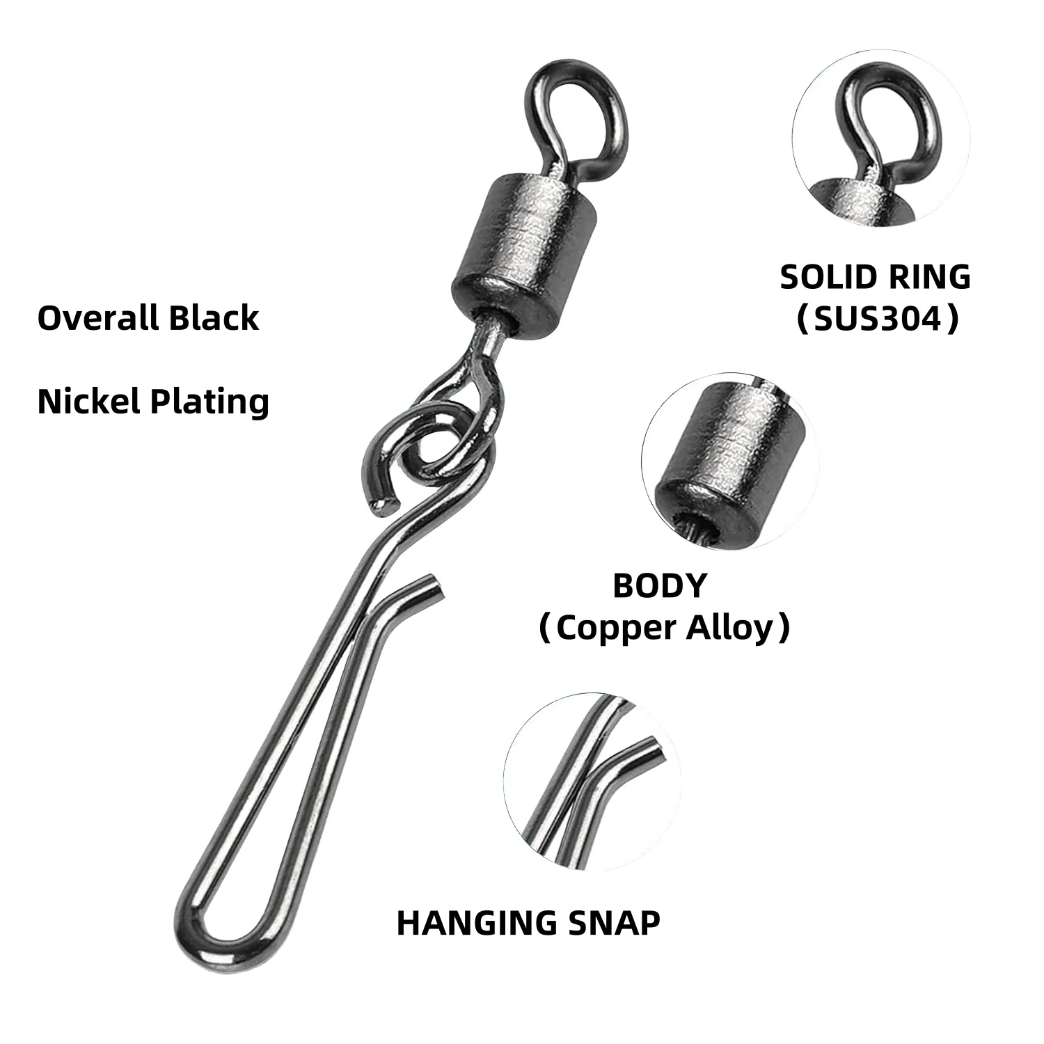 100pcs Stainless Steel Fishing Swivels, Corrosion-Resistant Snap Swivel Snaps, Smooth Rotation, with Trolling Accessories for Sa