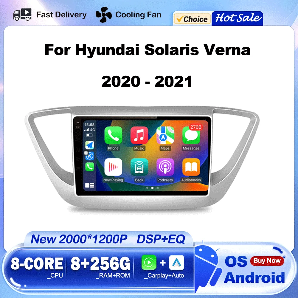 

for Hyundai Solaris Verna 2017 - 2020 Car Radio Multimedia GPS Navi Video Player Audio DSP Stereo auto WIFI BT Wireless Carplay