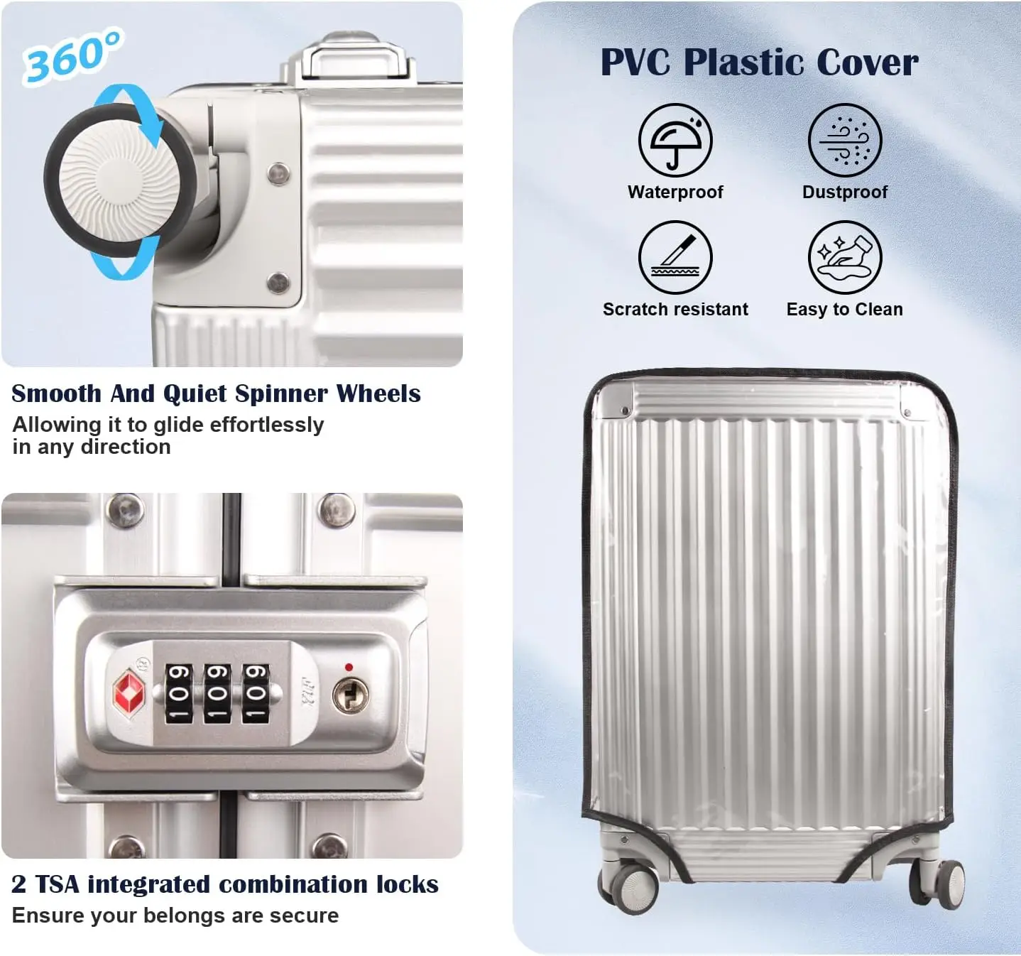 Dominox-Todo O Alumínio Carry On Bagagem, Hard Shell Mala para Viagem, Zipperless Bagagem Verificada