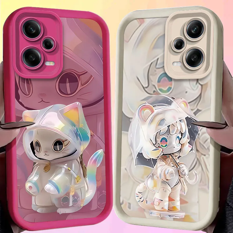 Colorful Cute Cat Girl Case for Xiaomi Redmi Note 13 12 11 Pro Plus 4G 5G 12S 11S 10S 10 9 9S Redmi 14C 13C 12C A3 12 Soft Cover