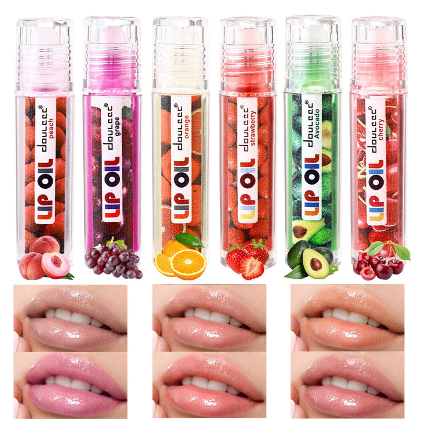 MLSMILE 6 Kolorowy Błyszczyk do Ust z Kulkami: Owocowy Zapach, Nawilża i Powiększa Usta, Szklana Tubka, Nawilżający Balsam do Ust, Nowość 2025
