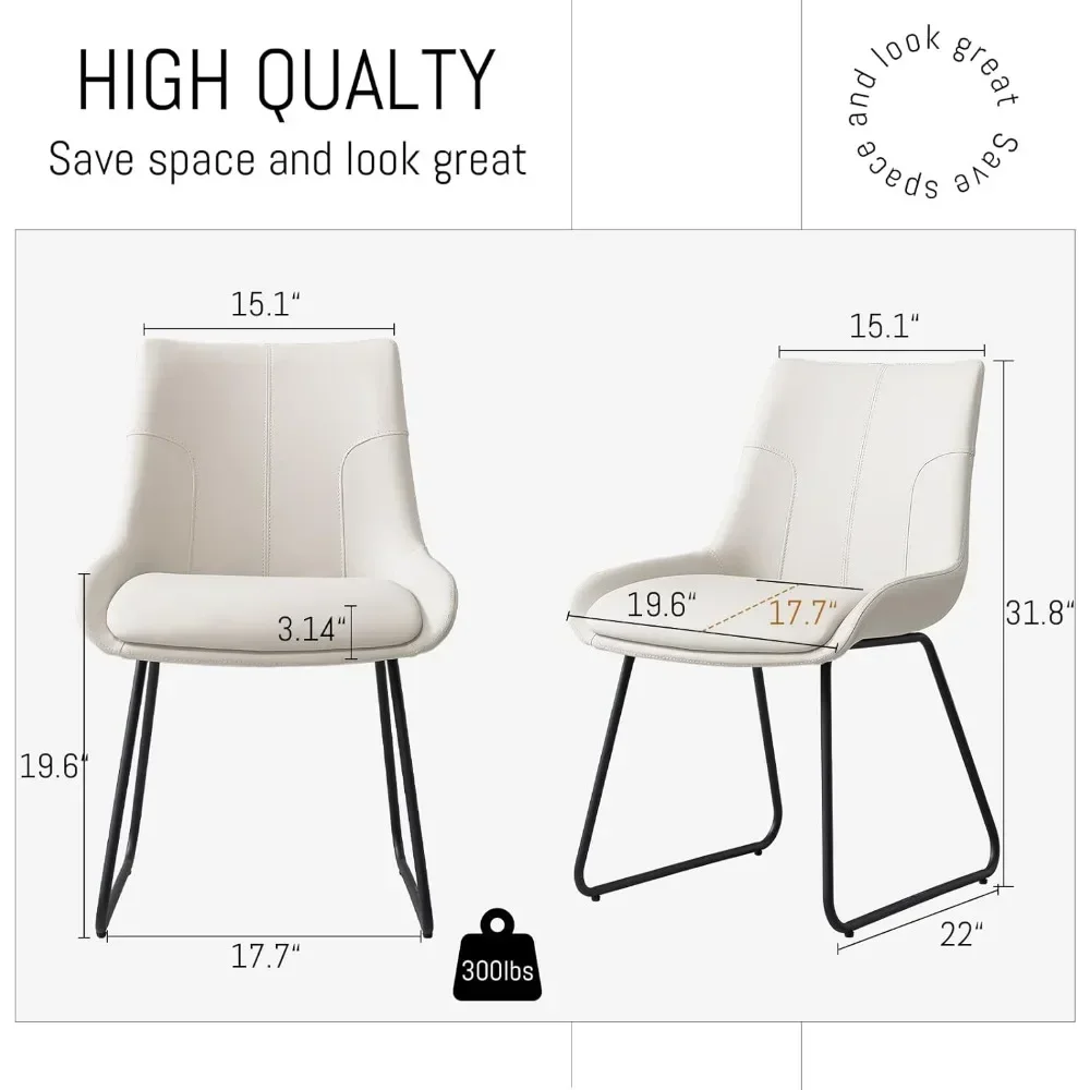 Dining Chair Set of 4, Modern Kitchen Faux Leather Dining Room Chair for Kitchen Living Dining Room (4 Off-White with Black Legs