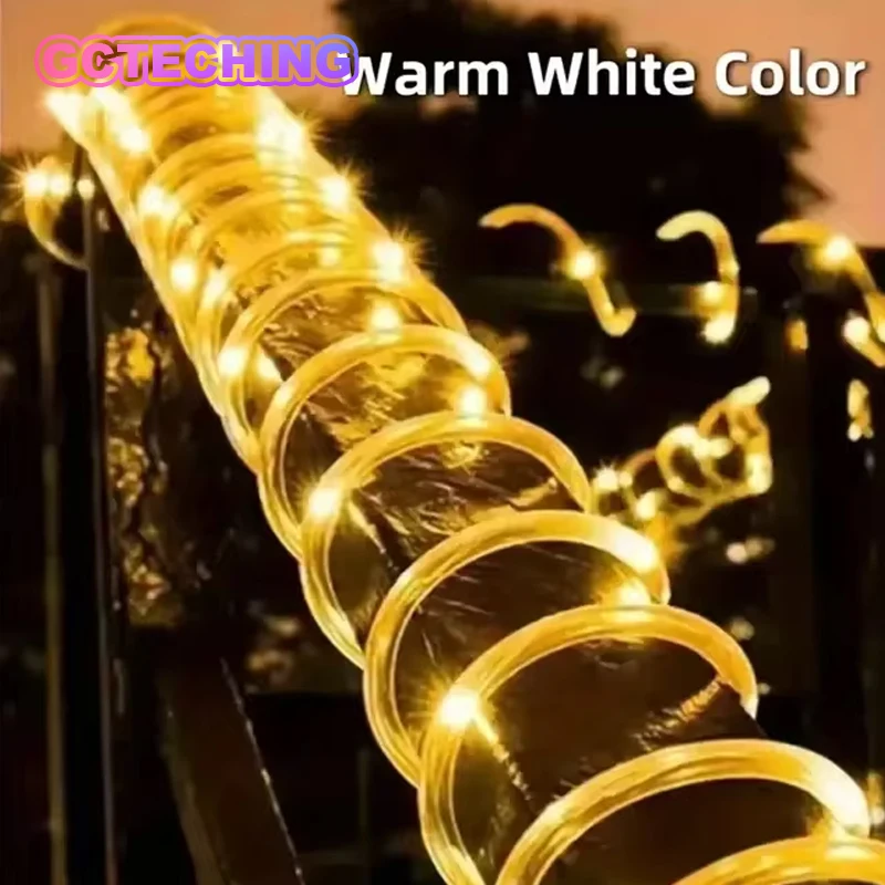 LED Solar String Light, Tube Rope Lights, impermeável, ao ar livre, casa, jardim, festas, decoração