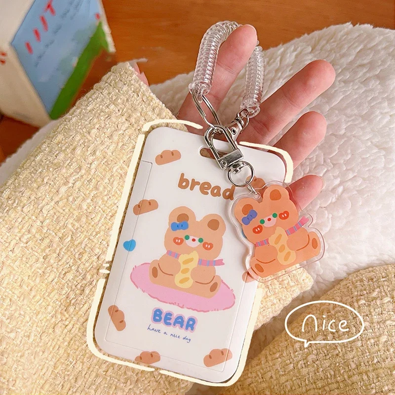 Cute Cartoon Card Holder Kawaii Business ID Credit Bank Card Case Photocard Holder Protective Case Card Cover Portable Keychain