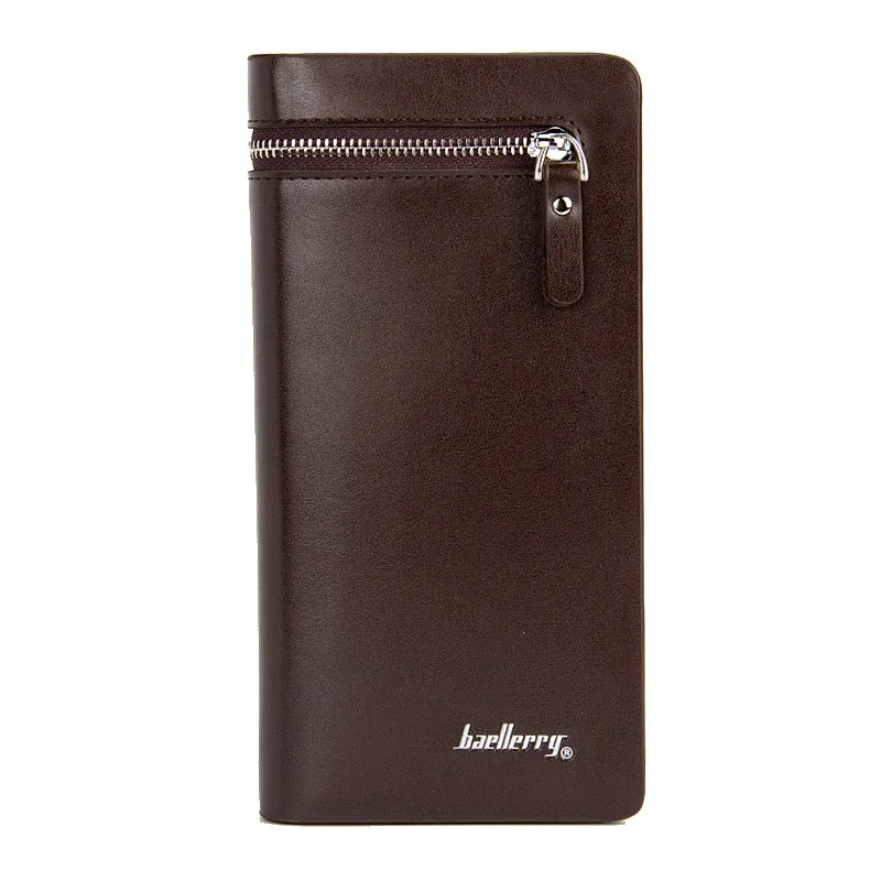 Men's PU Leather Business Wallet Multi-Card Slot Soft Wear-Resistant Long Purse with Ticket Compartments