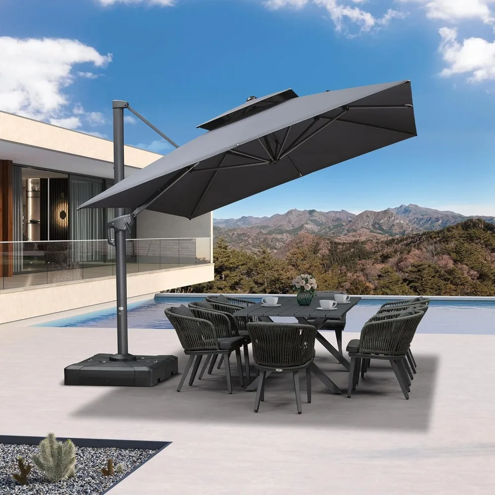 10' X 13' Cantilever Umbrella with Base Included Patio Outdoor Rectangle Umbrella