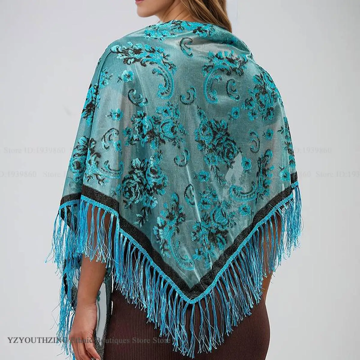 

Бархатный шарф 140X70 см, треугольная шаль в стиле ретро, шарф с кисточками в этническом стиле, бархатный палантин из пашмины, мусульманский хиджаб, пляжная шаль