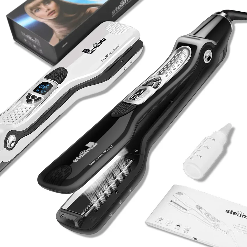 

Hot Hair Straightener Brush Ceramic Flat Iron Professional Hair Straightening Iron Comb Electric Hair Crimper Heating Comb