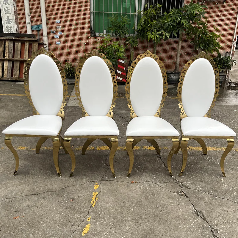Stainless steel dining chair dining table chair living room hotel back chair casual wrought iron leather lace