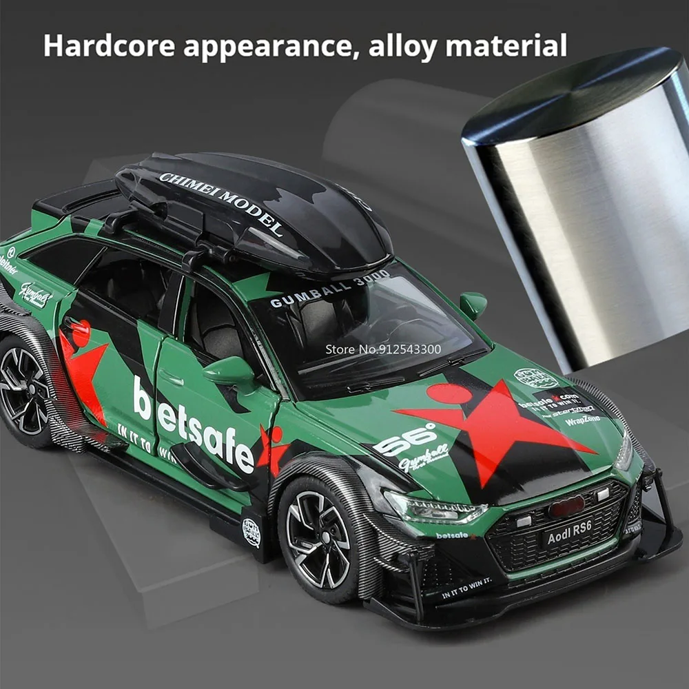 Jouets RS6 échelle 1:32, modèles miniatures, roues de voiture de sport, portes de jouets pouvant être ouvertes, modèles de véhicules pour enfants en bas âge, cadeaux