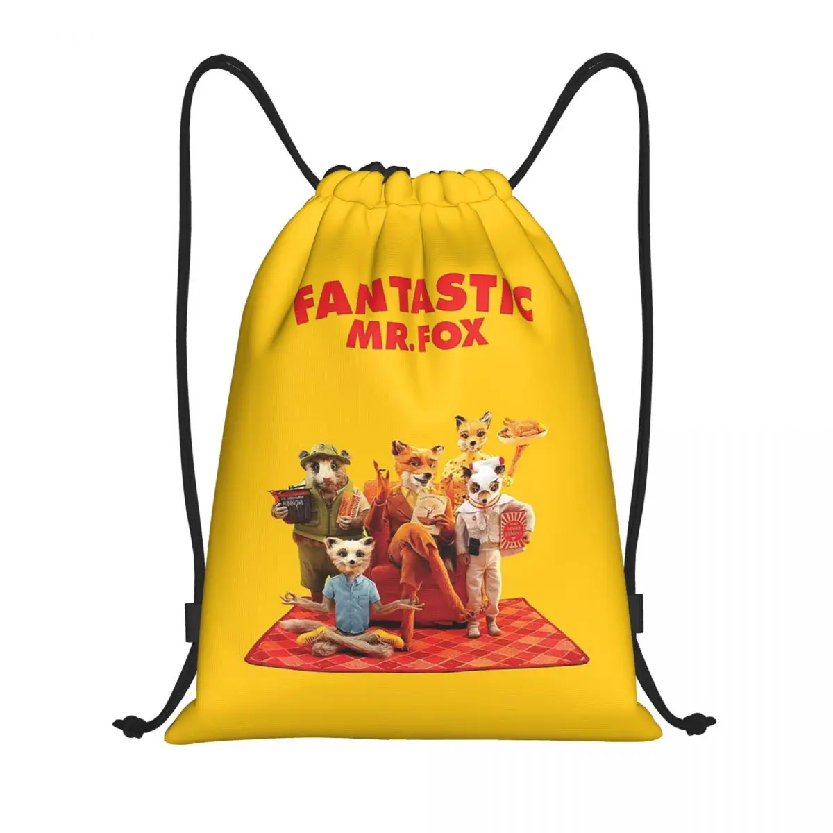 Fantastic Mr Fox Movie Poster Backpacks Multi-function Drawstring Bundle Pocket Sundries Bag Book Bags for Travel Students