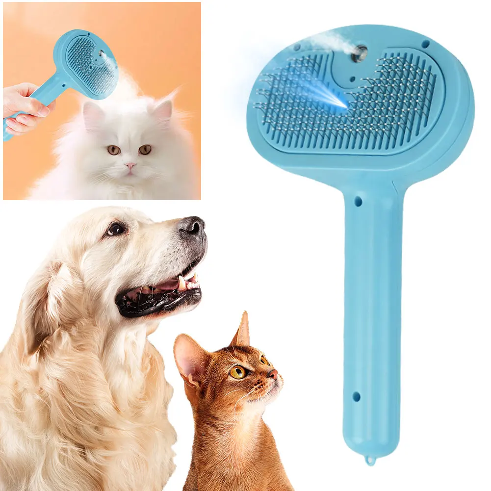 

Cat Steam Brush with Release Button Cat Steamy Brush Rechargeable Massage Grooming Brush for Long and Short Hair Dogs and Cats