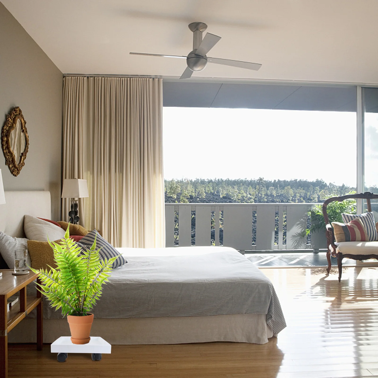 

Передвижной поднос для цветочного горшка, универсальная опорная пластина на колесах, прочная, практичная, тяжелые вещи, не повреждает воду, длительный срок службы