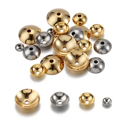 50 Uds. Tapas de cuentas de acero inoxidable, tapas de cuentas espaciadoras redondas de 3-10mm, accesorios para colgantes de pendientes hechos a mano, suministros de joyería DIY