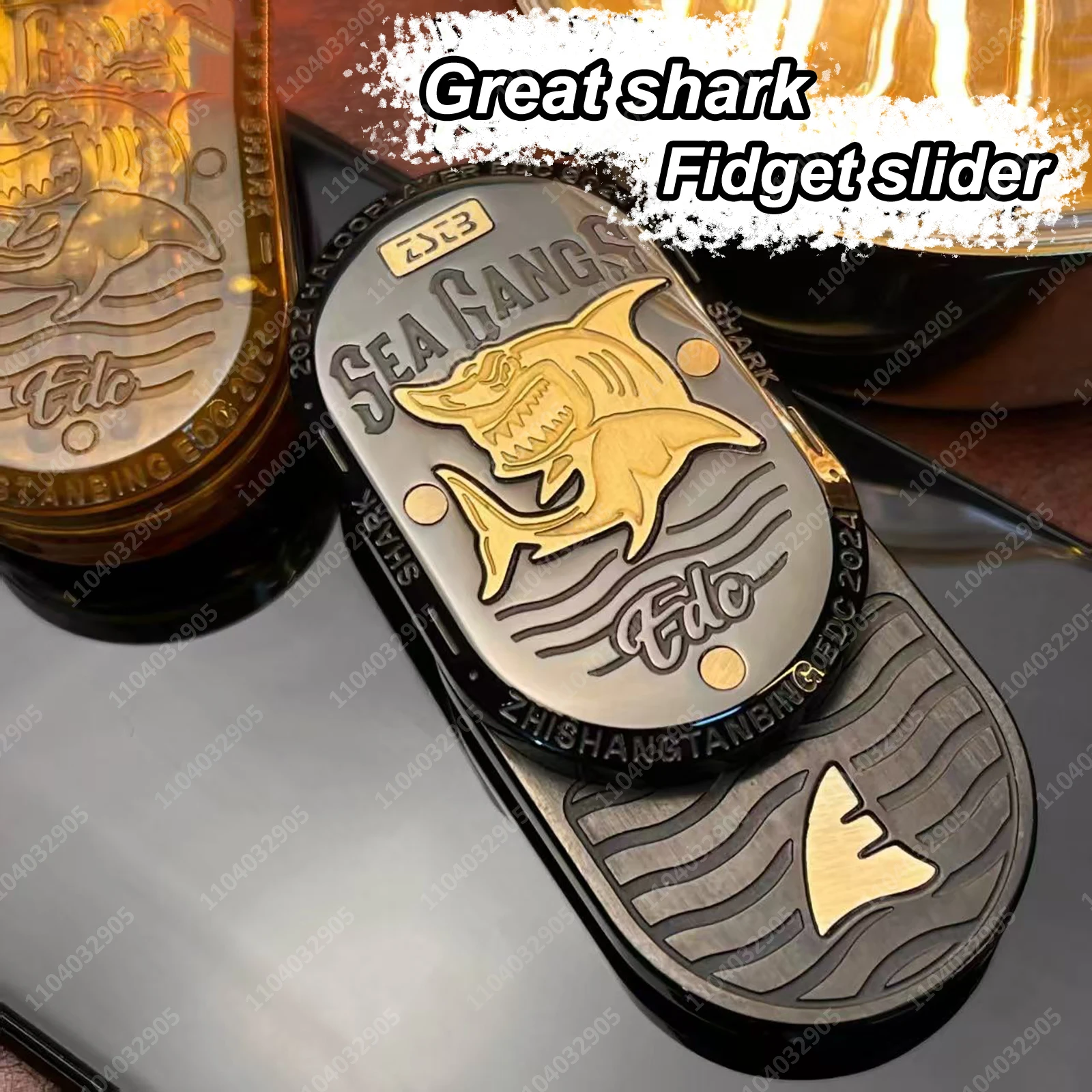 EDC グレートシャーク インフィニット フィジェットスライダー メタル フィジェットスピナー カードプッシュクリッカー ストレス解消 不安軽減 おもちゃ 大人向けギフト