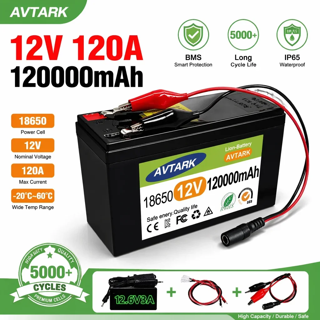 High Quality 12V 120AH Lithium Battery with Built-in BMS fit for Home Storage RV Off-Grid System Solar Power System Marine