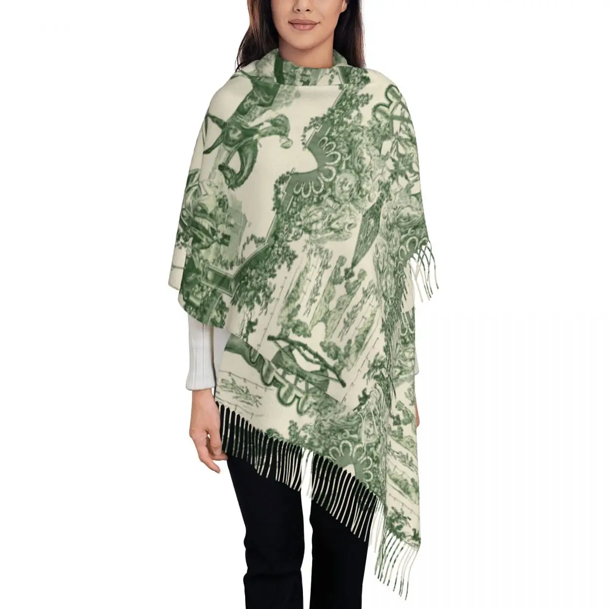 

Антикварный винтажный французский шарф с принтом Toile De Jouy для женщин и мужчин, зимние шарфы, традиционные французские художественные шали, накидки