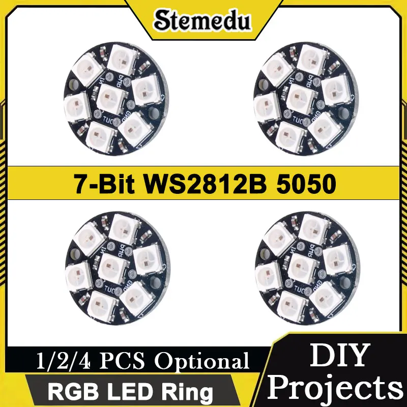 7-Pixel WS2812 5050 RGB LED Ring Programmable Full-Color Addressable Light for Arduino/Raspberry Pi DIY Projects