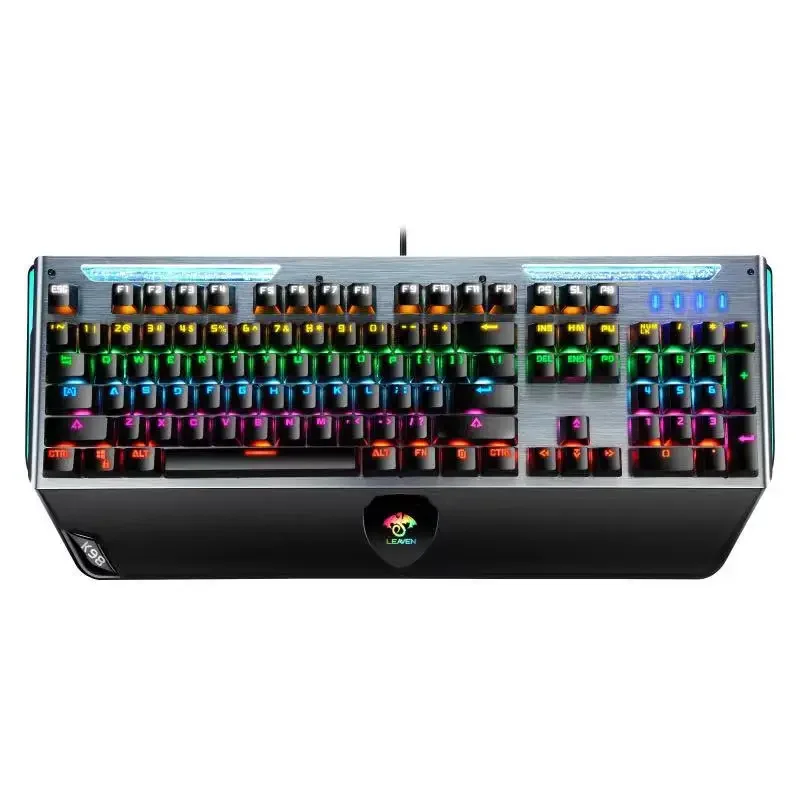 Teclado mecánico ergonómico RGB con cable para juegos, Profesional Teclado retroiluminado con LED, 104 teclas, USB 2,0, venta al por mayor