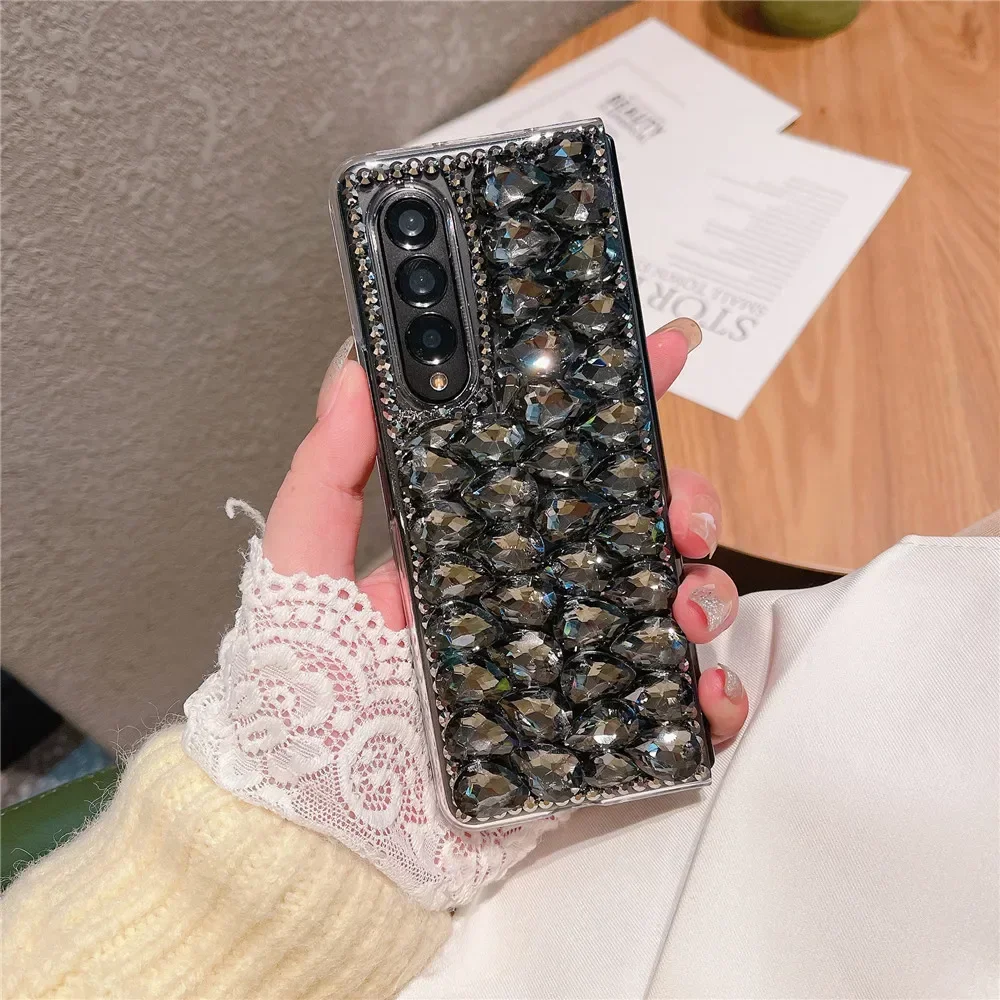 Luxury Bling Rhinestone Phone Case for Samsung Galaxy Z, Fold 5, 4, Folding, DIY Full Diamond Glitter Hard PC Back Cover