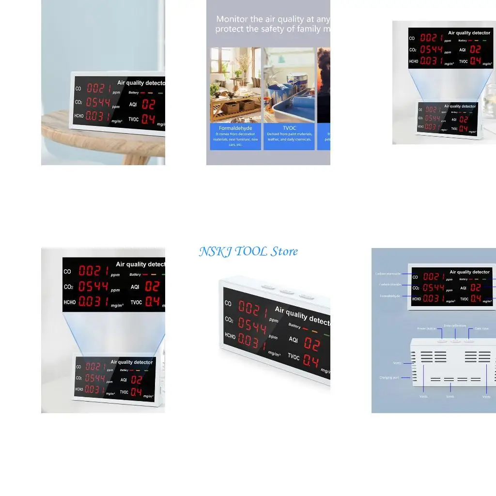 

L8RC Digital Display Indoor/Outdoor CO CO2 HCHO TVOC Detector CO2 Meter Gas Detector