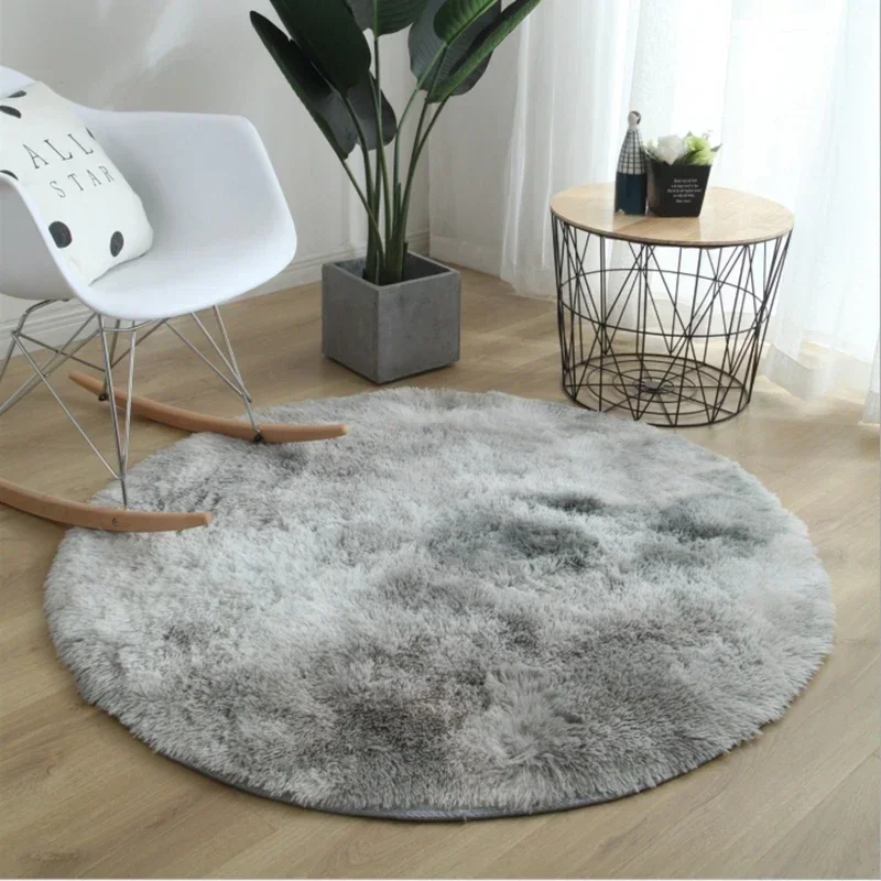 

Plush Round Carpet Modern Living Room 2023 Decor Tie-dye Gradient Color Fluffy Mat Children Bedside Floor Rug Bay Window Cushion