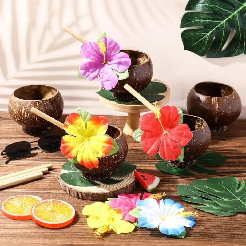 Handcrafted Natural Coconut Shell Cups Perfect for Smoothies Cocktails Hawaii Bachelorette Beach Party Supplies